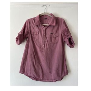 Women's Top PADDOCKS Cranberry Blouse Size XL Roll Tab Sleeve Cotton  Denim